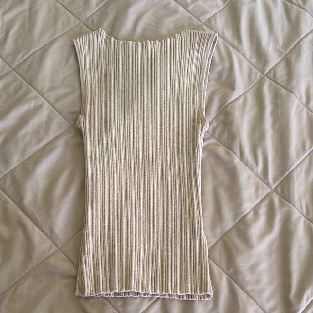 Quince Cotton Cashmere Ribbed Tank Heather Oatmeal Size XS